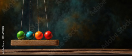 Dynamic Physics of Newtons Cradle Animation Kinetic Energy and Oscillation Patterns photo