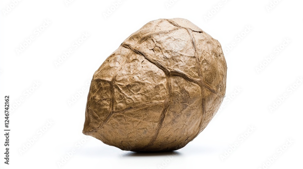 Fototapeta premium Unique Brown Leaf Shape Object on Minimalist White Background