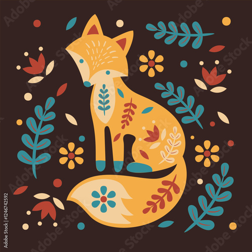 Autumn Fox Folk Art Layered Papercut