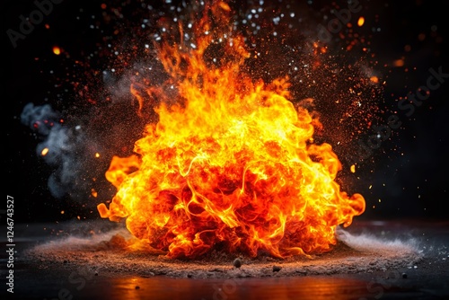 Fiery Explosion: Dramatic Stock Photo of Intense Fireburst photo