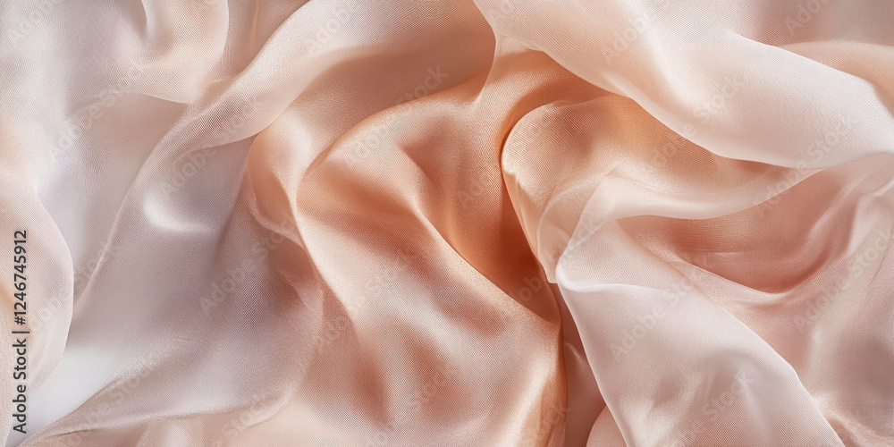 Obraz premium A soft nostalgic background with pale champagne beige, gentle apricot, and warm powdery rose, blended into an elegant, dreamy pattern reminiscent of vintage silk textiles.