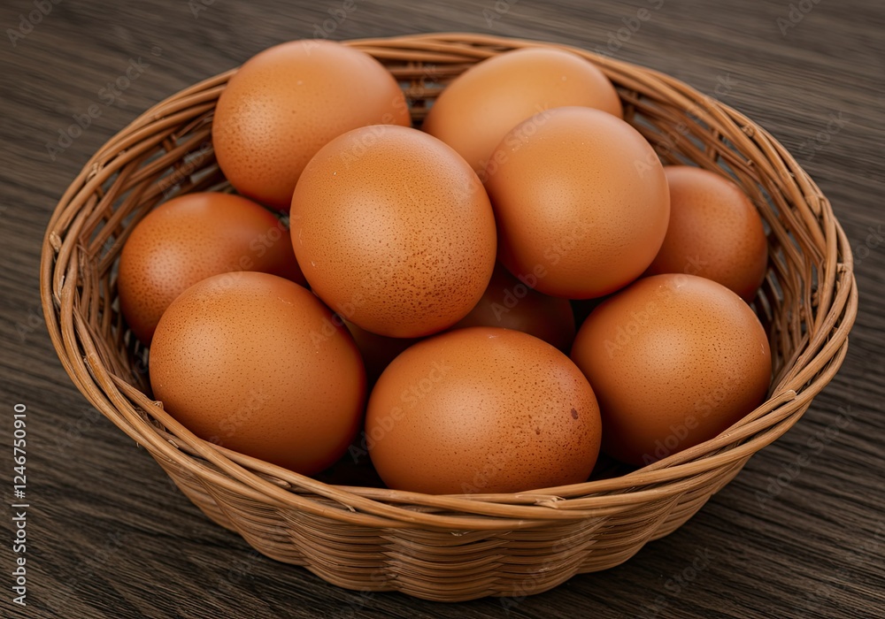 fresh chicken eggs in basket close up fresh chicken eggs in basket close up