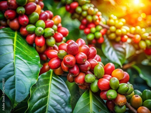 Wallpaper Mural Fresh Robusta Coffee Berries on Branch - High-Resolution Stock Photo Torontodigital.ca