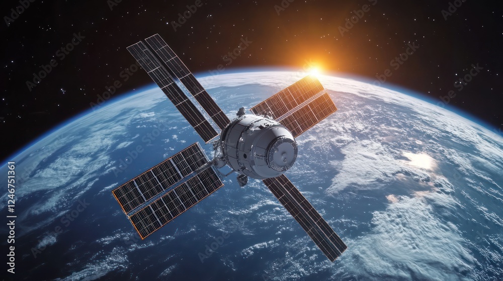 Spacecraft Orbiting Earth: A Sunrise View