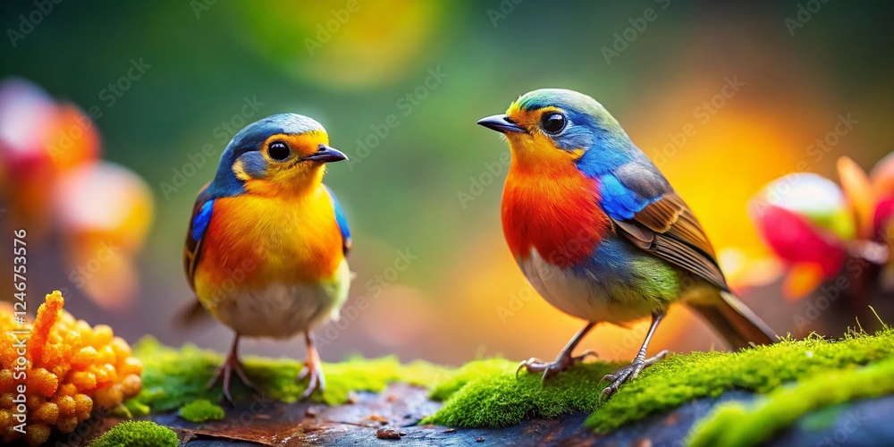 Obraz premium Funny Cute Brazilian Birds Double Exposure Tilt-Shift Photography - Amazing Wildlife