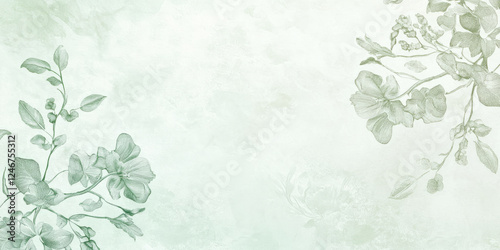 Obraz na płótnie A pale, mint green background with delicate, floral patterns that gently flow across the surface. The soft, vintage feel is perfect for wedding invitations, spring-themed projects, or beauty brand w salonie
