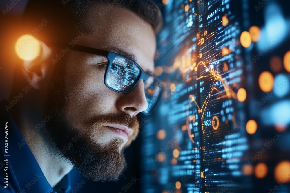 A high-tech server room processing statistical data from millions of users A high-tech server room processing statistical data from millions of users