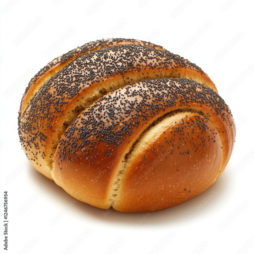 Delicious Poppy Seed Bread Roll Bakery isolated ol transparent background