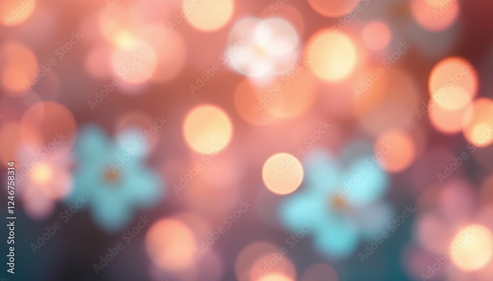 Soft focus floral bokeh with warm glowing lights Soft focus floral bokeh with warm glowing lights
