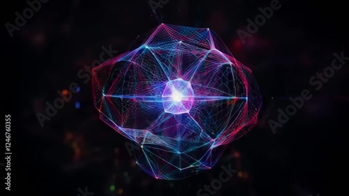 Dynamic 3D Mesh with Interwoven Lines & RGB Color Transitions Video