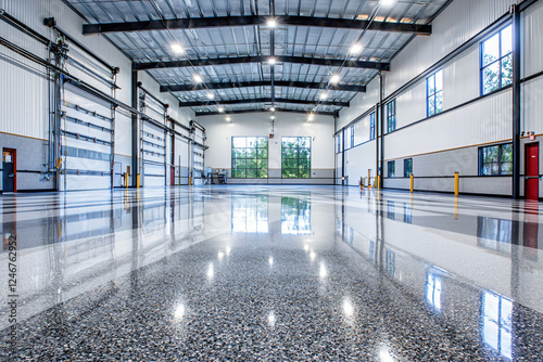 finished terrazzo floor pattern, warehouse setting photo