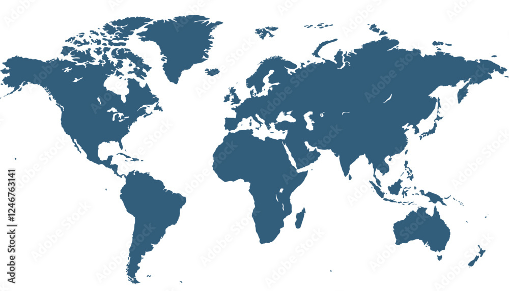 Obraz premium World map. Blue modern vector map. Silhouette map