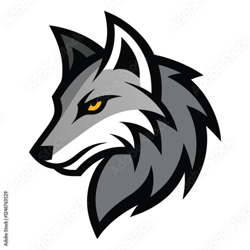 Wolf head logo illustration on white background, wolf head logo 
