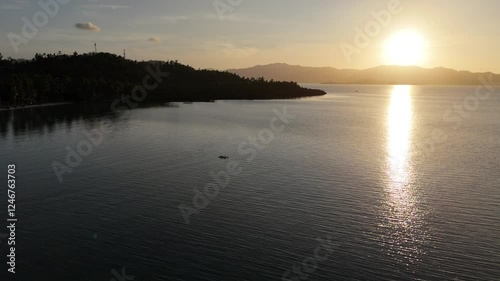 4K Aerial View of a sunset in Palawan Beach, Philippines