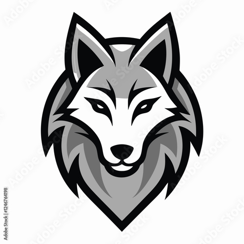 Wolf head logo illustration on white background, wolf head logo 