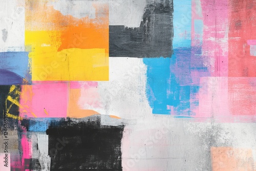 Vibrant graffiti fusion collage showcasing abstract shapes and colors in urban art style