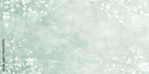 Obraz na płótnie A pale, mint green background with delicate, floral patterns that gently flow across the surface. The soft, vintage feel is perfect for wedding invitations, spring-themed projects, or beauty brand w salonie