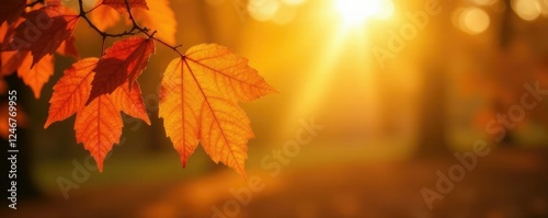 Warm sunlight peeking through golden leaf layers, leaves, autumn, golden