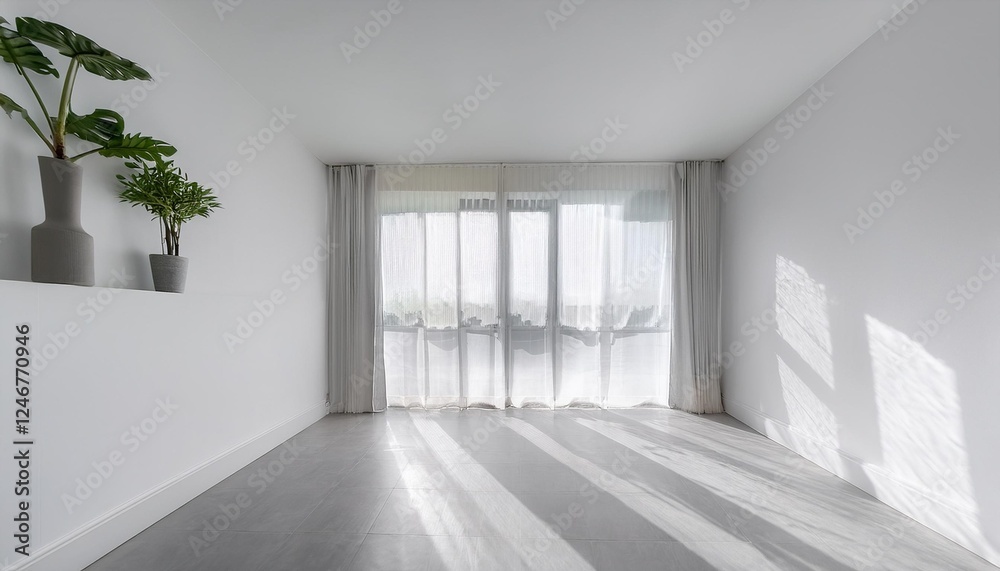 Fototapeta premium empty room with a window and a plant