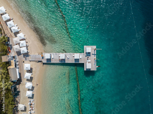 Fototapeta Naklejka Na Ścianę i Meble -  Turkish Maldives Yassica Islands Drone Photo, Gocek Fethiye, Mugla Turkiye (Turkey)