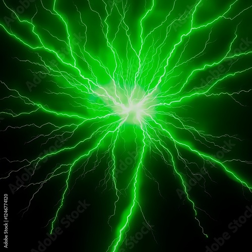 Wallpaper Mural A vivid green lightning burst radiates in all directions, casting a mystical glow that pierces the darkness with supernatural energy. Torontodigital.ca