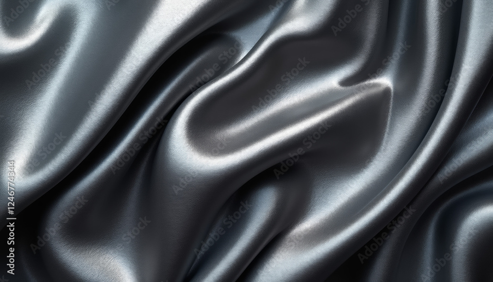 Obraz premium Luxury cyber silk background, soft and sophisticated, smooth metallic silk texture in platinum and deep onyx