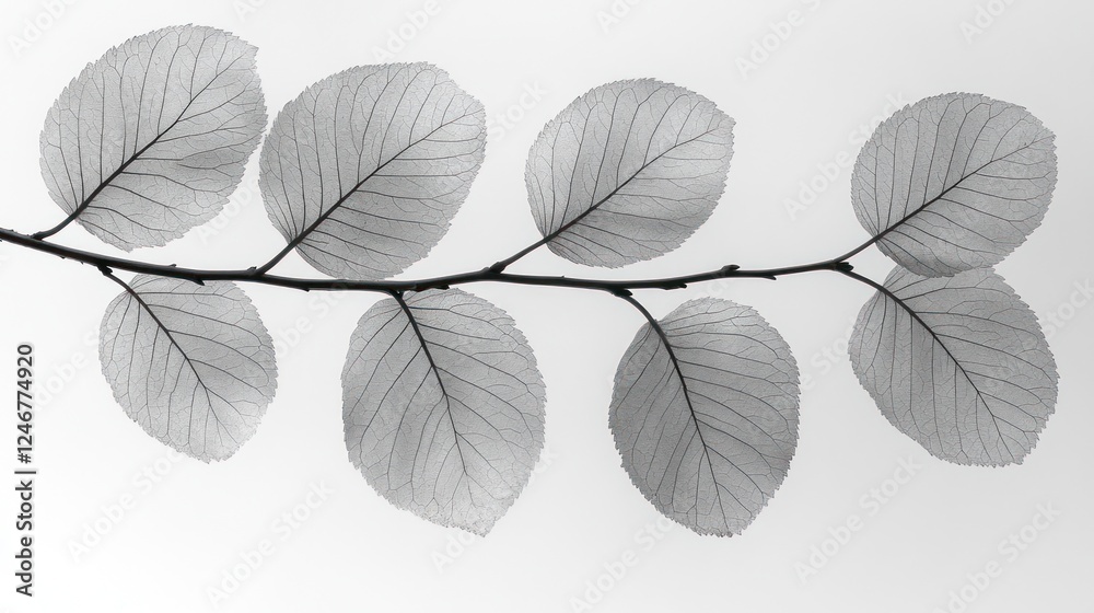 Obraz premium Grey leaves branch studio backdrop nature design