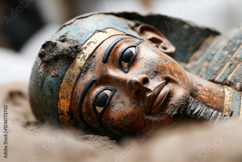 A well-preserved mummy being uncovered inside a hidden tomb