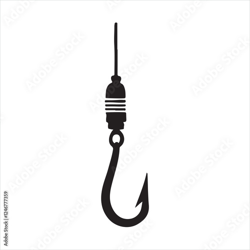 fishing hook silhouette on white background
