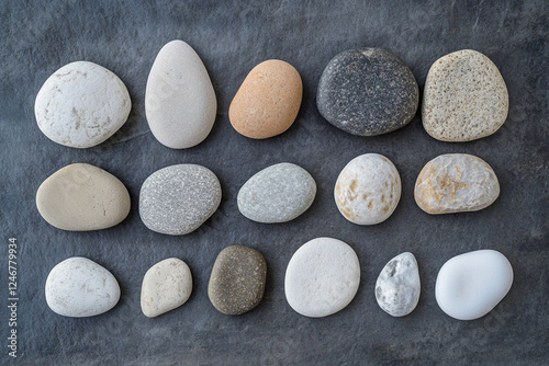 Pebbles of different sizes and colors, texture photo