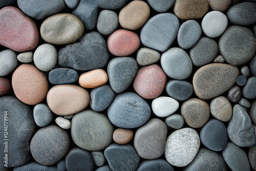 Pebbles of different sizes and colors, texture photo