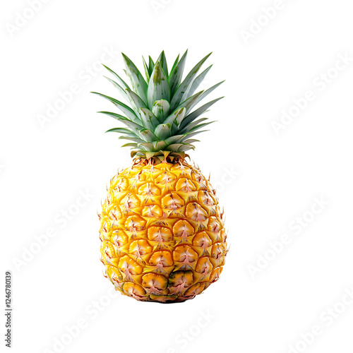 pineapple fruit isolated on a transparent background, in a PNG format
