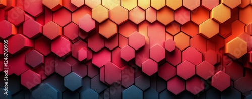 Abstract Hexagon Pattern Warm Color Gradient Background