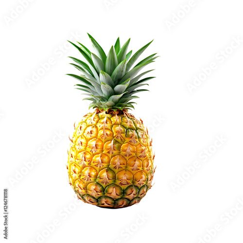 pineapple fruit isolated on a transparent background, in a PNG format