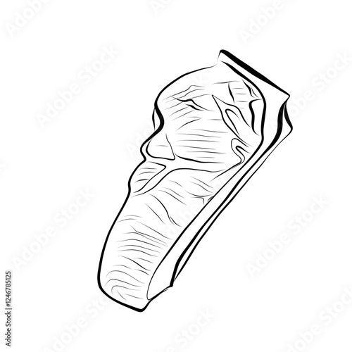 Line drawing. Line art of food - steak on the bone. Vector