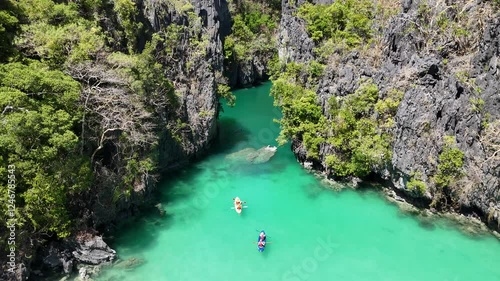 4K Aerial View of a lagoon in Palawan, Philippines