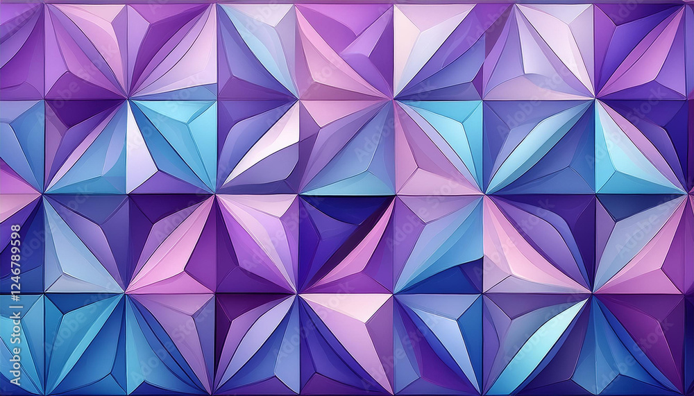 Fototapeta premium a visually captivating pattern of interlocking triangles in soft purple and blue hues creating an abstract and modern geometric design
