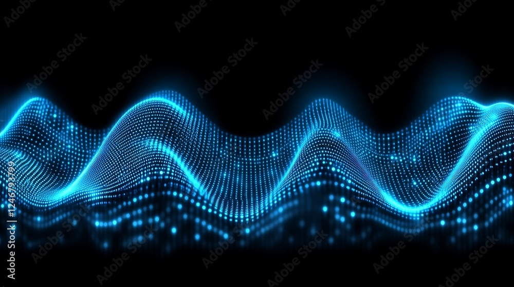 Abstract blue glowing wave particles. Abstract blue glowing wave particles.