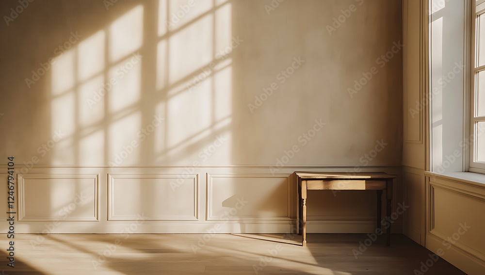 warm sunlight streaming through a window casting shadows and highlighting a potted plant and furniture creating a peaceful and serene interior scene warm sunlight streaming through a window casting shadows and highlighting a potted plant and furniture creating a peaceful and serene interior scene