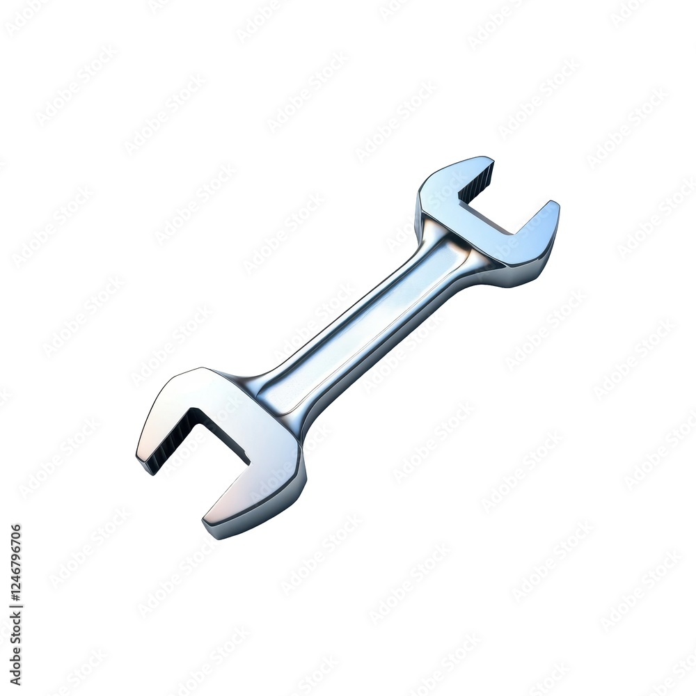 Chrome Wrench, Isolated on White Background Cutout Chrome Wrench, Isolated on White Background Cutout