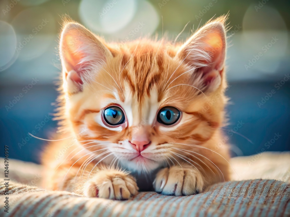 Adorable fluffy ginger kitten plays peek-a-boo, hiding shyly. Adorable fluffy ginger kitten plays peek-a-boo, hiding shyly.