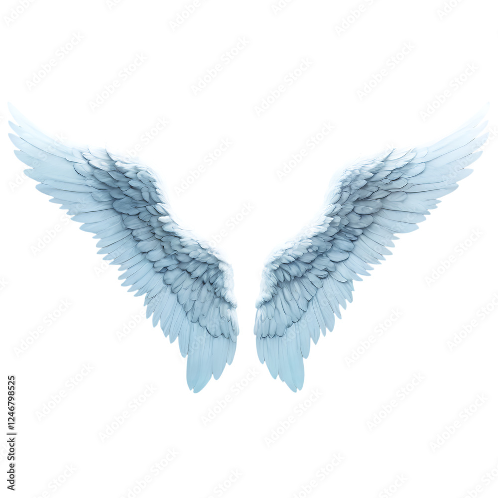 Fototapeta premium Elegant Angel Wings, Isolated on White Background