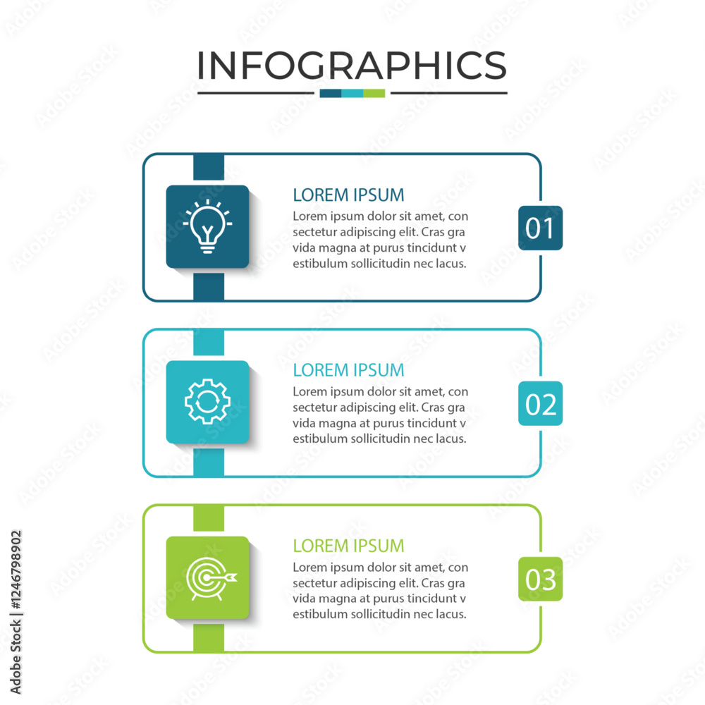 Vector Infographic label design template with icons and 3 options or steps.