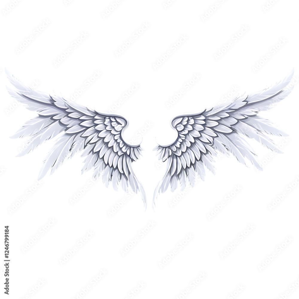 Fototapeta premium Elegant Angel Wings, Isolated on White Background