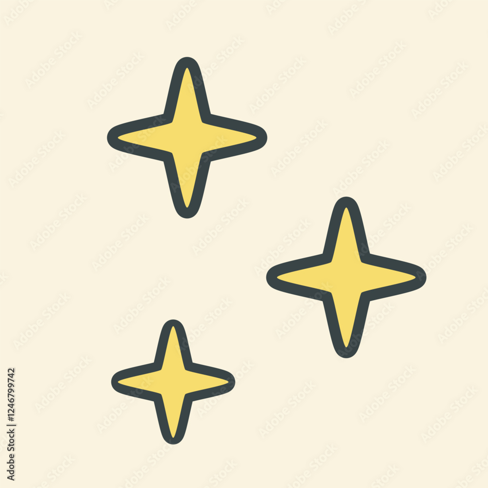 three star blink with outline flat vector design. three star blink with outline flat vector design.