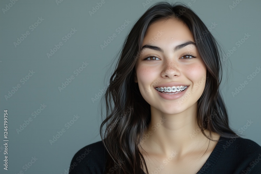 Fototapeta premium smiling girl with braces