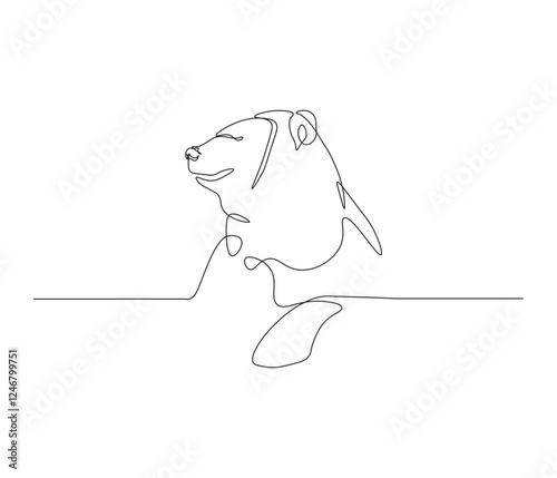 One continuous line drawing of grizzly kodiak bear. single line of brown bear drawing. editable stroke