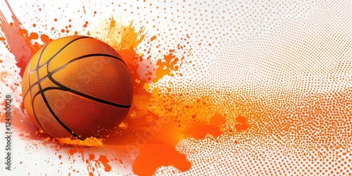 Dynamic Basketball Splash: Orange Burst Action Sport Graphic Design