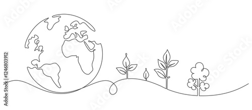 	
Earth day,Environment day line art style vector illustration