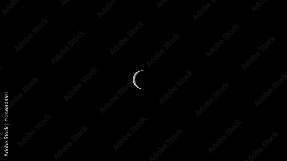 Crescent Moon in Dark Night Sky Crescent Moon in Dark Night Sky